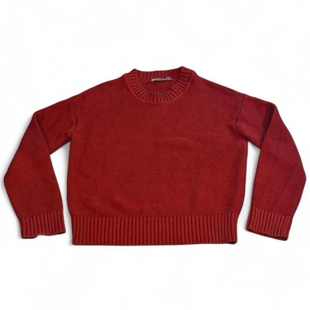 Everlane Red Textured Knit Crewneck Sweater | XS